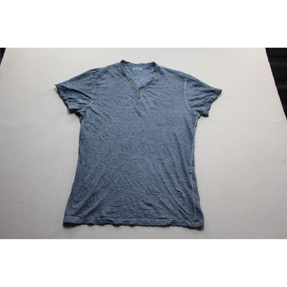 BKE Henley Shirt Mens Medium Blue Fair Distressed Slub Short Sleeve Tee